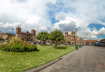 阿玛斯广场与大教堂和罗马教堂库斯科秘鲁全景