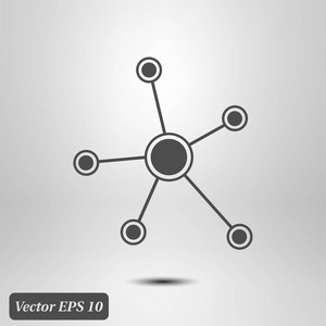 社交网络单一图标。 全球技术或社会网络。