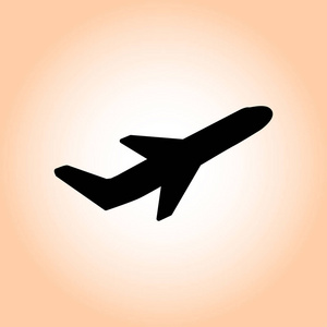 飞机机票航空旅行起飞剪影元素。 平面符号。 旅游图标。 平面设计。 每股收益10。