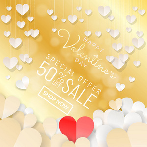 s Day sale background banner with paper cut style decoration of 