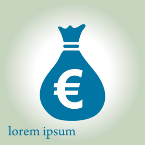 钱包图标。 欧元欧元欧元货币符号。 平面设计风格。 每股收益10。