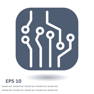 电路板图标。技术方案平方符号..平面设计风格。
