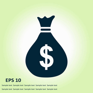 钱包图标。美元美元美元货币符号。平面设计风格。EPS10.