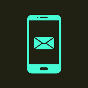 智能手机电子邮件或短信图标。 移动邮件标志辛波。