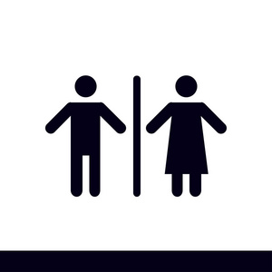 厕所符号. 男女厕所. 平面设计. 红色和白色.照片