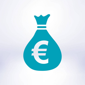 钱包图标。 欧元欧元欧元货币符号。 平面设计风格。 每股收益10。