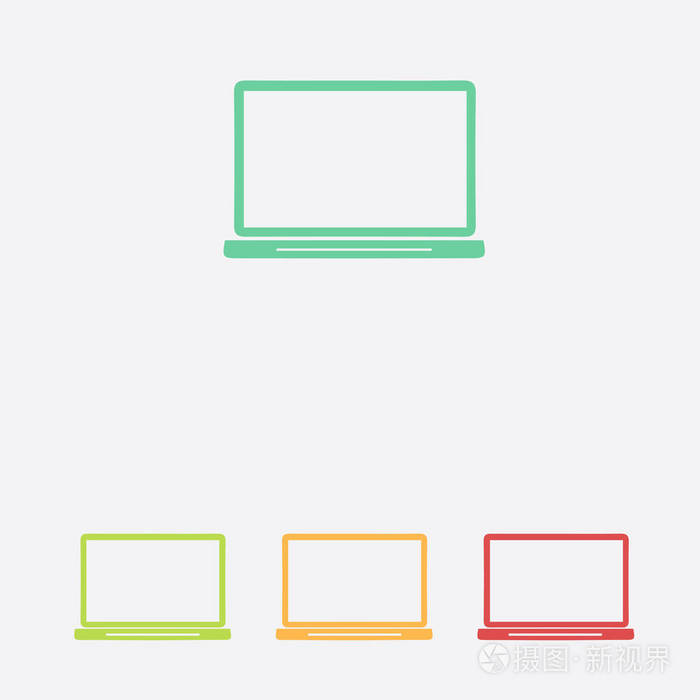 笔记本电脑图标平面设计样式EPS10矢量插图