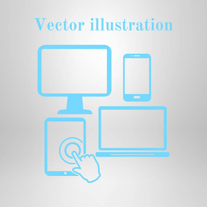 电子设备。 智能手机电脑平板上网本Simbol。