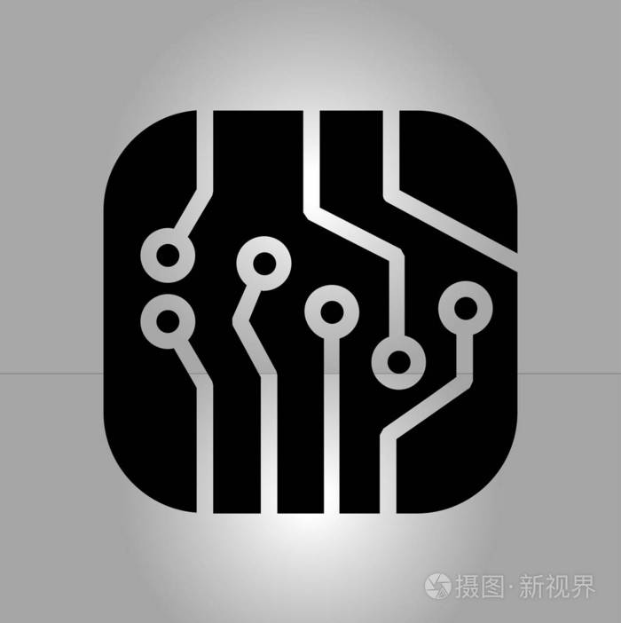 电路板图标技术方案平方符号平面设计风格