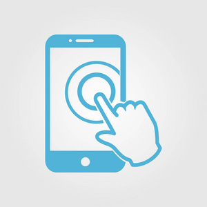 触摸屏智能手机标志图标.手指针符号.平面设计风格.矢量eps10.照片