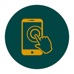 触摸屏智能手机标志图标.手指针符号.平面设计风格.矢量eps10.照片