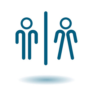 WC标志图标。厕所标志。男女厕所。平面设计。红色和白色。