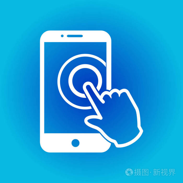 触摸屏智能手机标志图标手指针符号平面设计风格矢量eps10