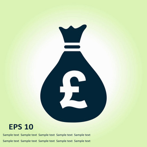钱包图标。英镑货币符号。平面设计风格。EPS10.