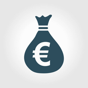钱包图标。欧元欧元货币符号。平面设计风格。EPS10.