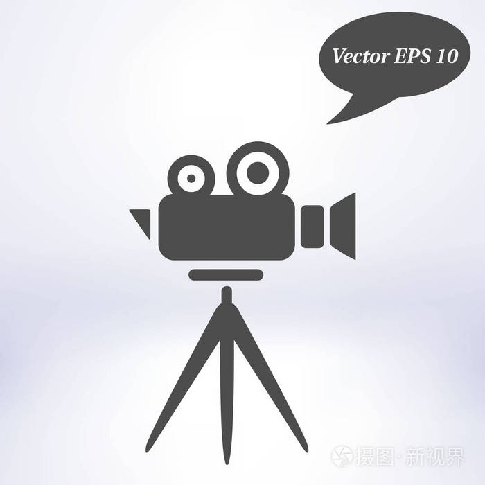 电影院摄像机图标. 平面设计风格. 矢量eps10.