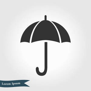 雨伞标志图标。 防雨标志。 平面设计风格。