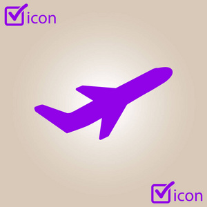 飞机机票航空旅行起飞剪影元素。 平面符号。 旅游图标。 平面设计。