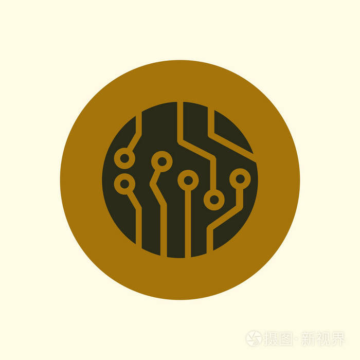 电路板图标. 技术方案平方符号. 平面设计风格.插画-正版商用图片17oz