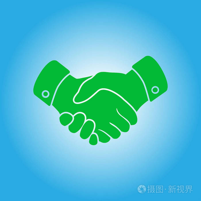 握手标志图标. 成功的商业象征. 平面设计风格.