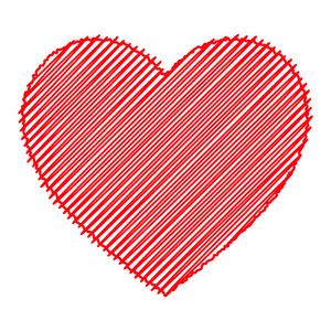 潦草的红色心脏。 白色背景上的孤立矢量插图。
