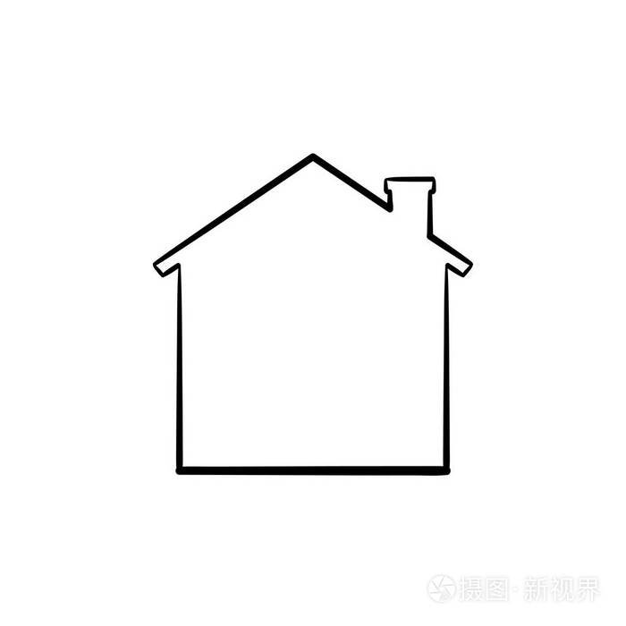 房子手绘轮廓涂鸦图标