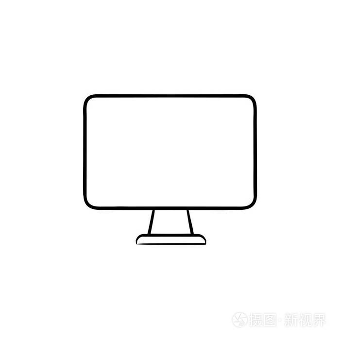 显示器手绘轮廓涂鸦图标