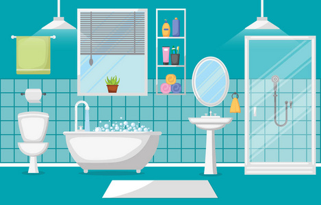 浴室室内清洁现代客房家具平面设计