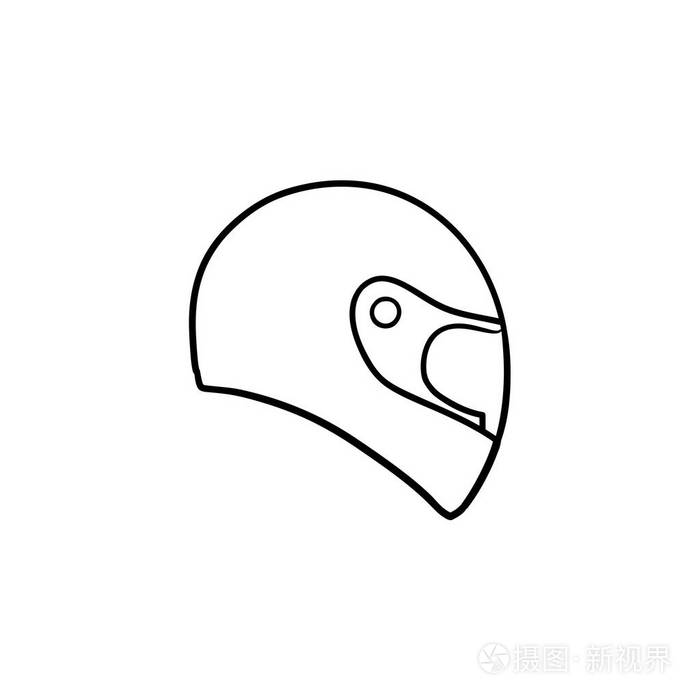 摩托车头盔手画轮廓涂鸦图标