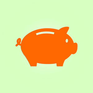 小猪银行图标。钱箱的象形文字