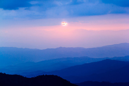 森林山景观黎明非常美丽