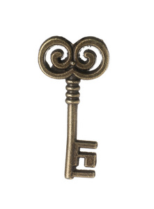 白色背景的青铜复古华丽钥匙