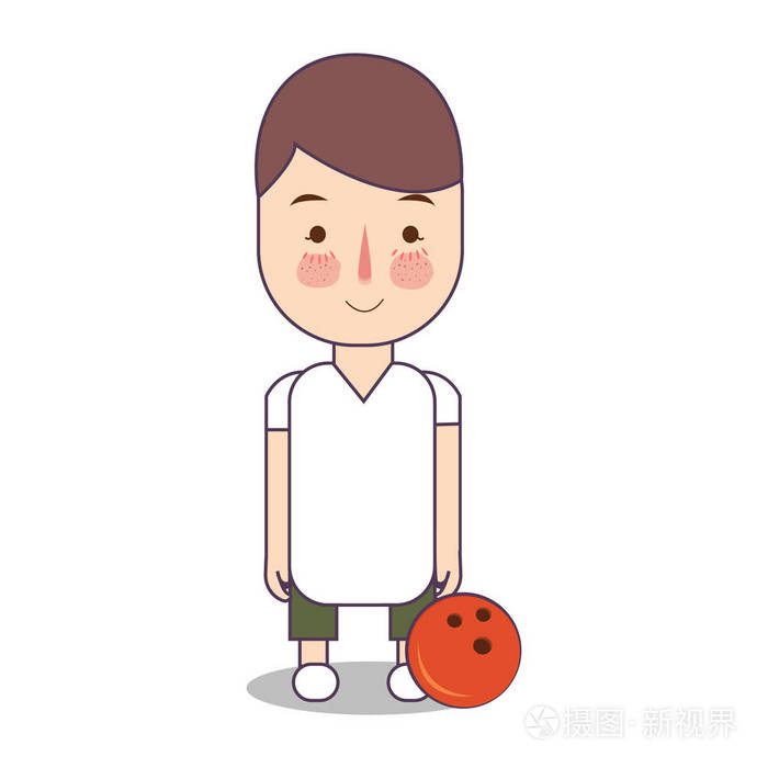 保龄球运动员带球.体育人头像向量例证字符在白色背景.