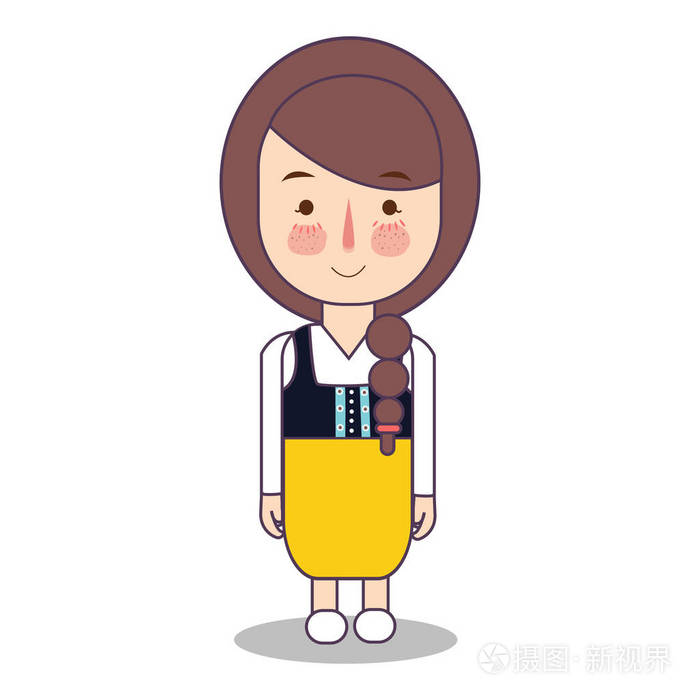 瑞典瑞典传统的北欧民族服装.传统服装中的卡通人物集.向量例证