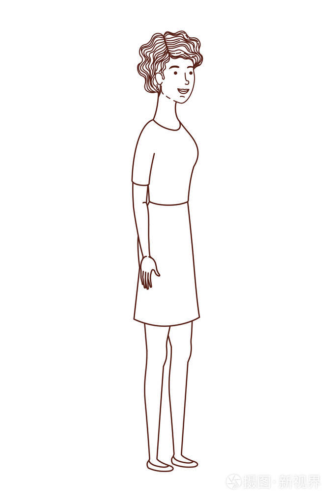 站在化身字符的年轻妇女插画-正版商用图片17paal-摄图新视界