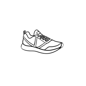 运动鞋手画轮廓涂鸦图标