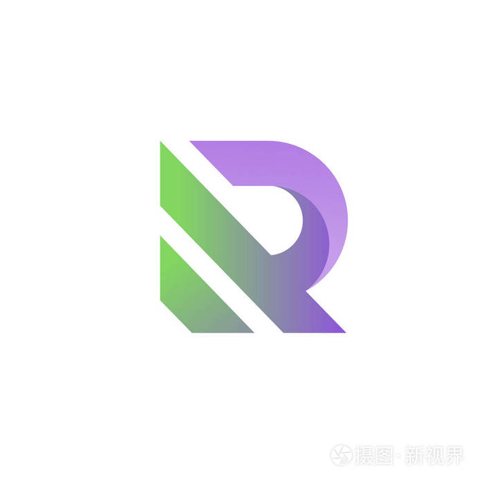 创意初始字母r大胆,难忘的趋势渐变颜色
