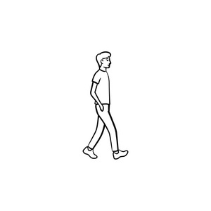 行走人手画轮廓涂鸦图标图片