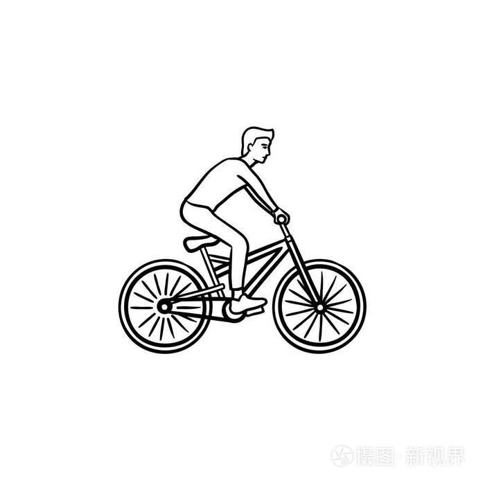 骑自行车的人手画轮廓涂鸦图标