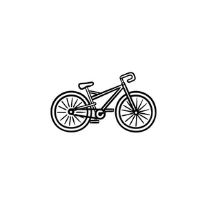 自行车手画轮廓涂鸦图标
