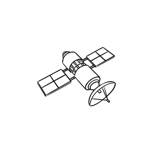 人造卫星手绘轮廓涂鸦图标