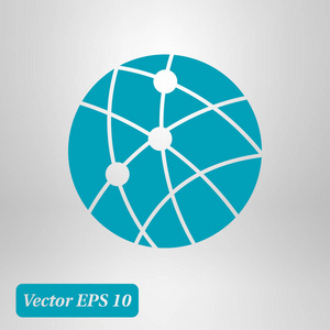 全球技术或社交网络图标标志Simbol。