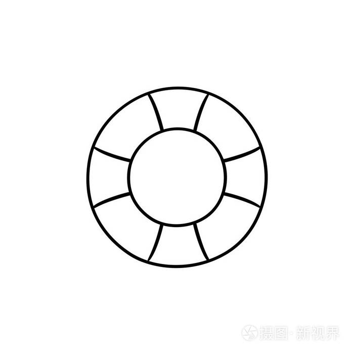 救生圈手绘轮廓涂鸦图标插画