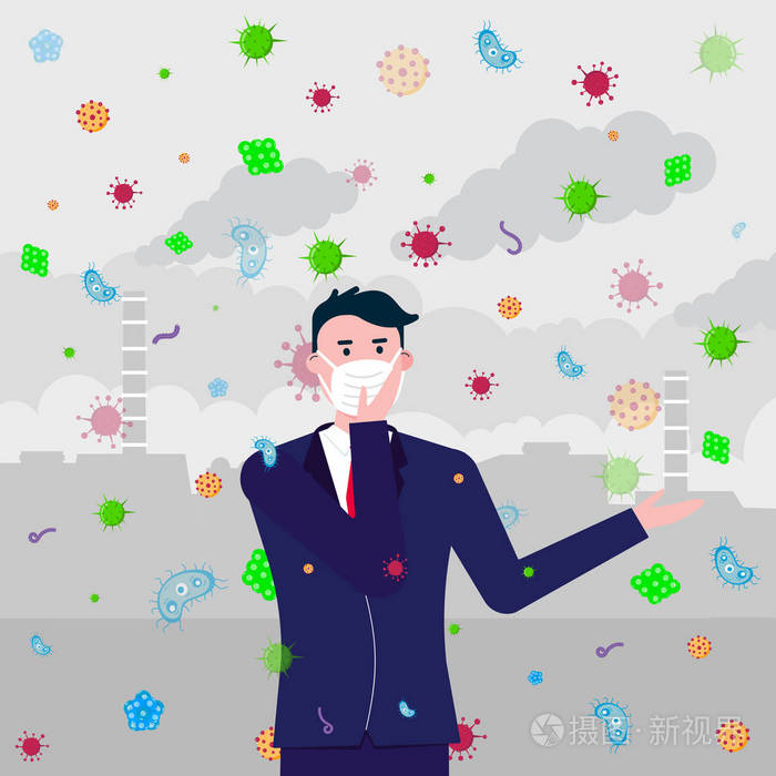 戴面具的人,细菌和病毒会飞,因为感染是通过空气传播的.