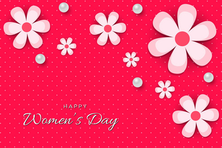 s day Vector lettering illustration with flowers on pink backgr