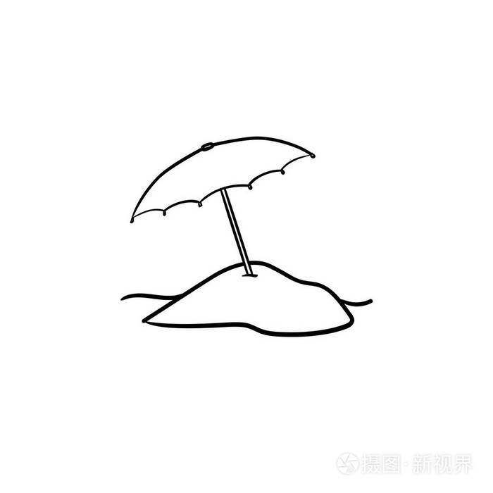 沙滩雨伞手绘轮廓涂鸦图标插画-正版商用图片17pcfn-摄图新视界