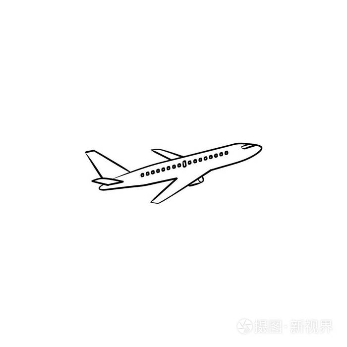 飞飞机手画轮廓涂鸦图标