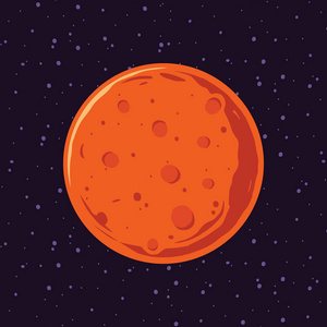 火星太阳系行星的卡通. 天文天文台和恒星宇宙. 天文学星系插图矢量.