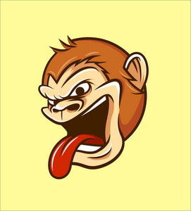 猿猴图标套装, 卡通风格卡通动物-猿黑猩猩猿动物卡通插图卡通野猿