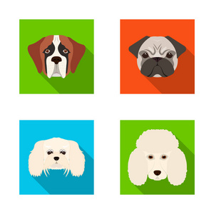 矢量设计的可爱和小狗标志。收集可爱和动物向量图标的股票
